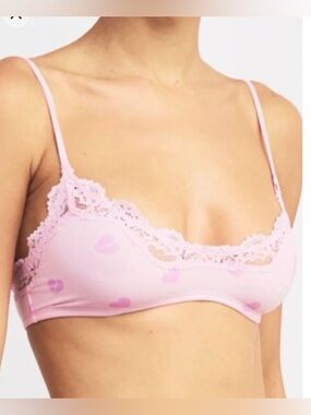 SKIMS Pink Heart Lace Bralette